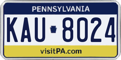 PA license plate KAU8024