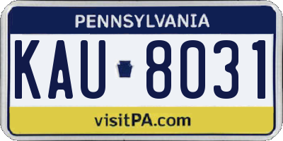 PA license plate KAU8031
