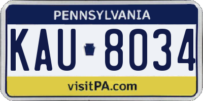 PA license plate KAU8034