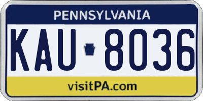 PA license plate KAU8036