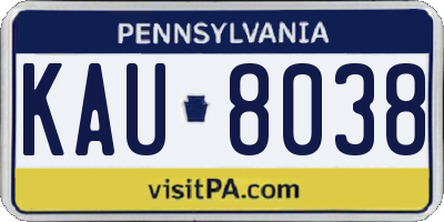PA license plate KAU8038