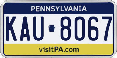PA license plate KAU8067