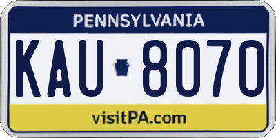 PA license plate KAU8070
