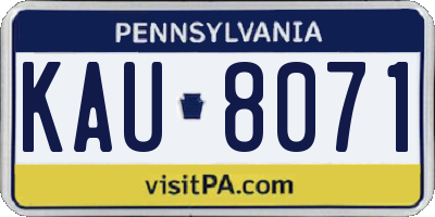 PA license plate KAU8071