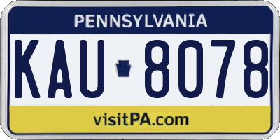 PA license plate KAU8078