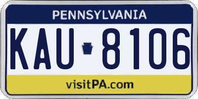 PA license plate KAU8106