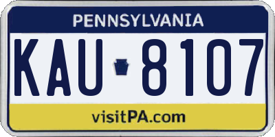 PA license plate KAU8107