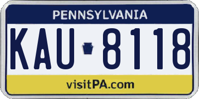 PA license plate KAU8118
