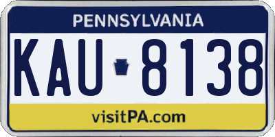PA license plate KAU8138