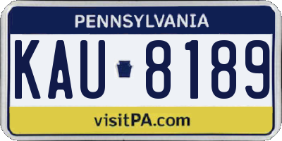 PA license plate KAU8189