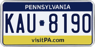 PA license plate KAU8190