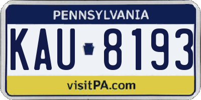PA license plate KAU8193