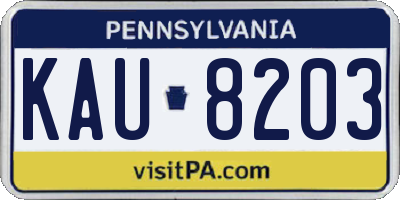 PA license plate KAU8203