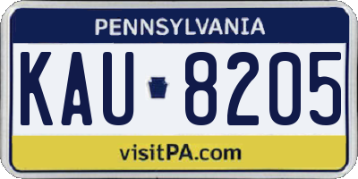 PA license plate KAU8205