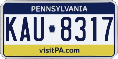 PA license plate KAU8317