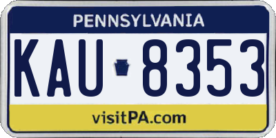 PA license plate KAU8353