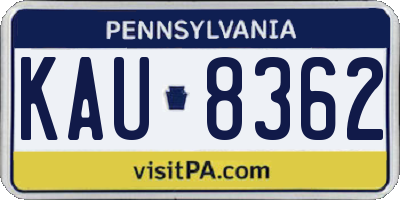 PA license plate KAU8362