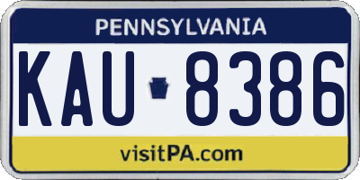 PA license plate KAU8386