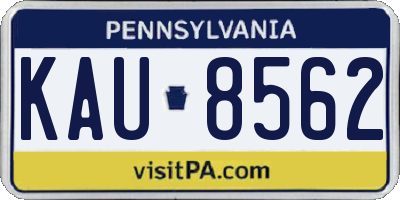 PA license plate KAU8562