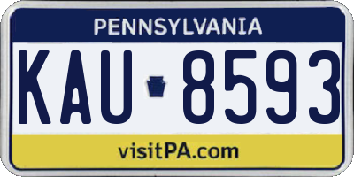 PA license plate KAU8593