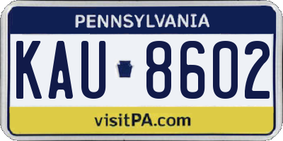 PA license plate KAU8602