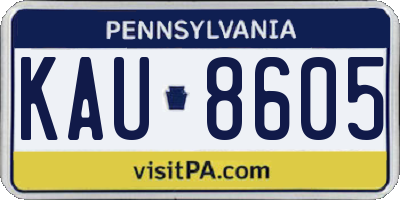 PA license plate KAU8605