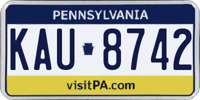 PA license plate KAU8742