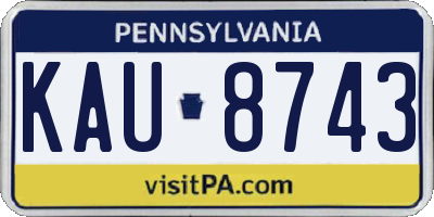 PA license plate KAU8743