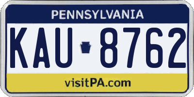 PA license plate KAU8762