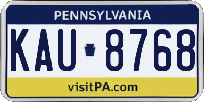PA license plate KAU8768
