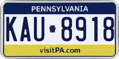 PA license plate KAU8918