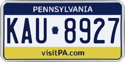 PA license plate KAU8927