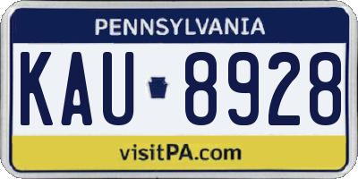 PA license plate KAU8928