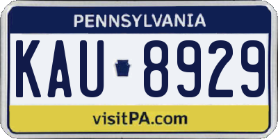 PA license plate KAU8929