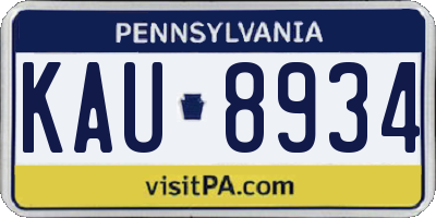 PA license plate KAU8934