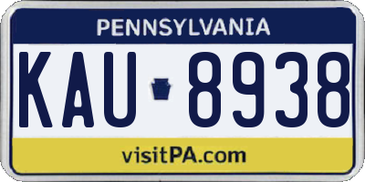 PA license plate KAU8938