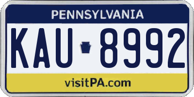 PA license plate KAU8992