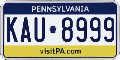 PA license plate KAU8999