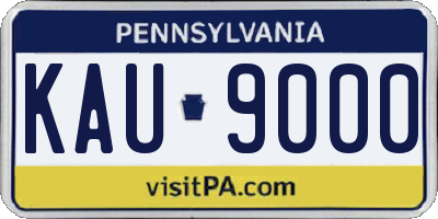 PA license plate KAU9000