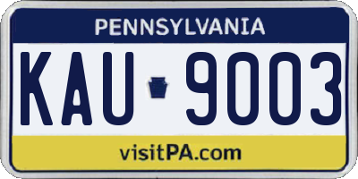 PA license plate KAU9003