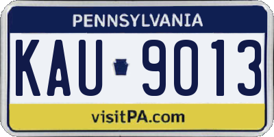 PA license plate KAU9013