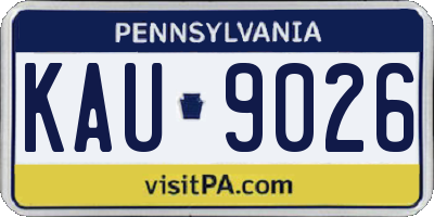 PA license plate KAU9026