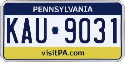 PA license plate KAU9031