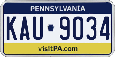 PA license plate KAU9034