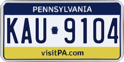PA license plate KAU9104