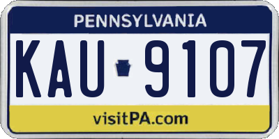 PA license plate KAU9107
