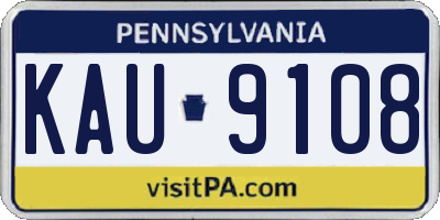 PA license plate KAU9108
