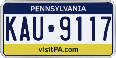 PA license plate KAU9117