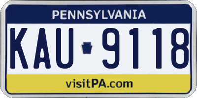 PA license plate KAU9118
