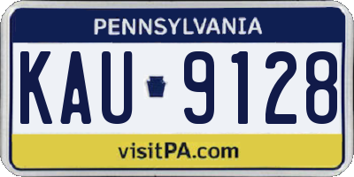 PA license plate KAU9128